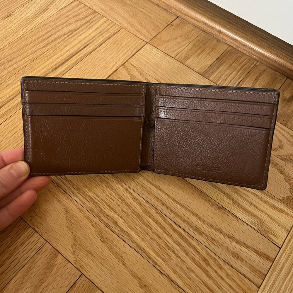 Coach Brown and Cream Striped Wallet - Picture 2 of 5